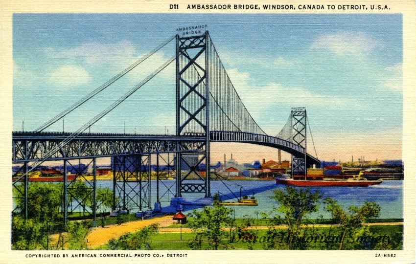 Postcard - Ambassador Bridge, Windsor, Canada To Detroit, U.S.A