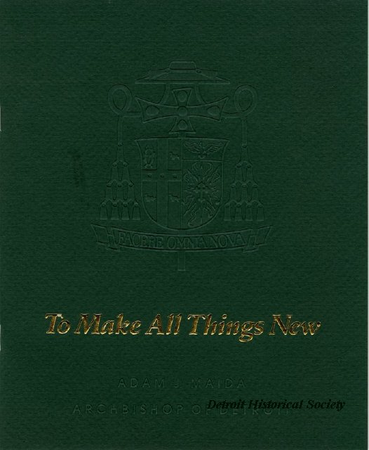 Program for Cardinal Adam Maida's installation as Archbishop of Detroit, 1990 - 2014.003.248