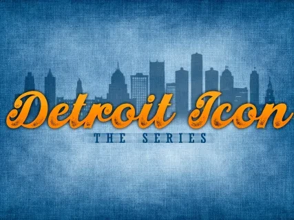 Detroit skyline silhouette with "Detroit Icon" in orange script and "The Series" in blue text below.