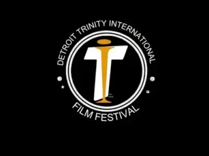 Detroit Trinity International Film Festival logo, features a stylized "T" in white and orange on a black background.