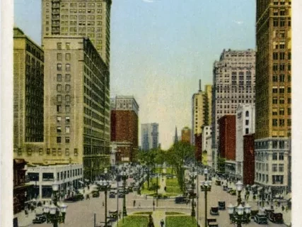 Postcard - Washington Boulevard, Detroit, Michigan