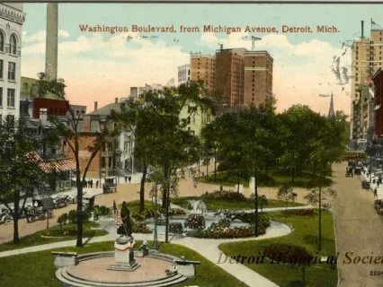 Postcard - Washington Boulevard, from Michigan Avenue, Detroit, Mich.