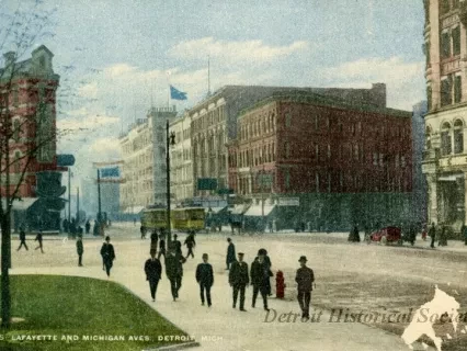 Postcard - Lafayette and Michigan Aves., Detroit, Mich.