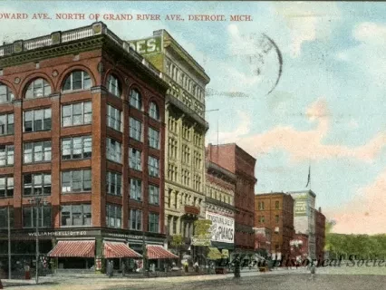 Postcard - Woodward Ave. North of Grand River Ave., Detroit, Mich.