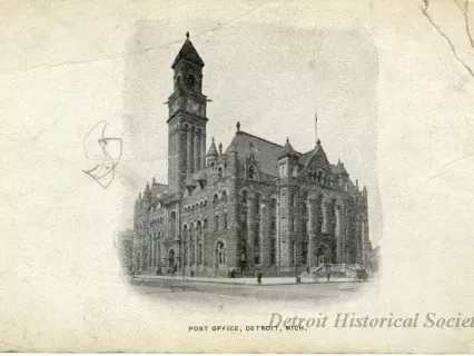 Postcard - Post Office, Detroit, Mich.