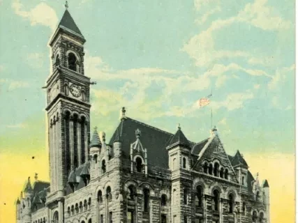 Postcard - Post Office and Federal Courts, Detroit, Mich.