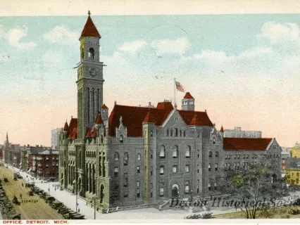 Postcard - Post Office, Detroit, Mich.