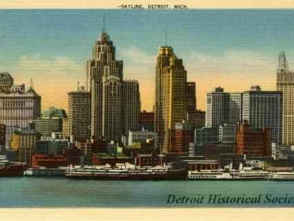 Postcard - Skyline, Detroit, Mich.