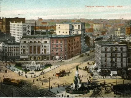 Postcard - Campus Martius, Detroit, Mich.