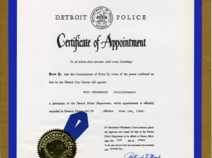 Certificate - Detroit Police Department
Certificate of Appointment