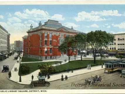 Postcard - Public Library Square, Detroit, Mich. - Public Library Square, Detroit, Mich.