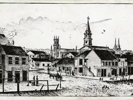 Print - View of the North Side of Jefferson Avenue and Griswold Street in 1837