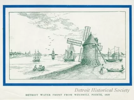 Print - Detroit Water front from Windmill Pointe, 1838