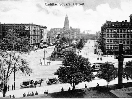 Postcard - Cadillac Square, Detroit.