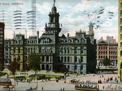 Postcard - City Hall, Detroit