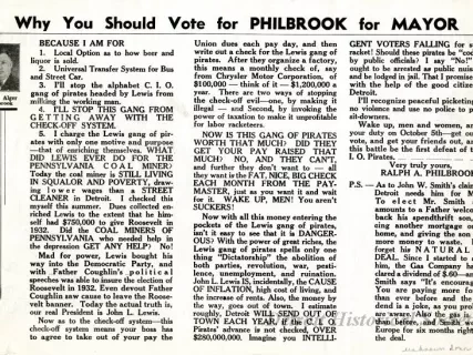 Flyer - Why You Should Vote for Philbrook for Mayor