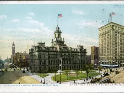 Postcard - City Hall and Majestic Building, Detroit, Mich.