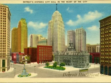Postcard - Detroit's Historic City Hall in the Heart of the City