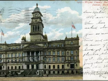 Postcard - Wayne County Building Detroit, Mich.