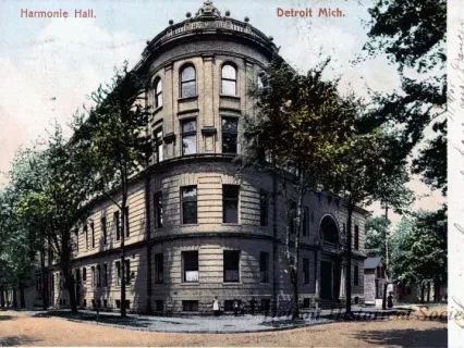 Postcard - Harmonie Hall Detroit Mich.