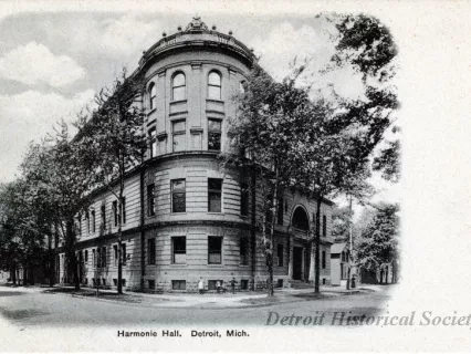 Postcard - Harmonie Hall Detroit Mich.