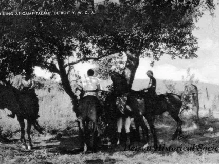 Postcard - Riding at Camp Talahi, Detroit, Y. W. C. A.