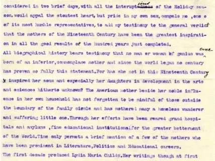 Letter - The American Mother of the Nineteenth Century
