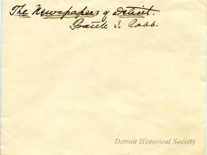 Envelope - The Newspapers of Detroit