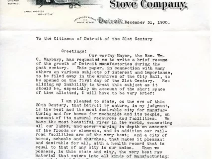 Letter - The Michigan Stove Company