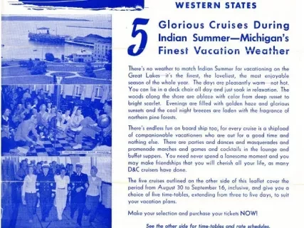 Flyer - September Cruises to Mackinac Island, Georgian Bay, Harbor Springs, Midland, Ontario in the Big Cruise Steamer "WESTERN STATES"