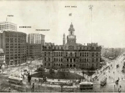 Postcard - Campus Martius, City of Detroit