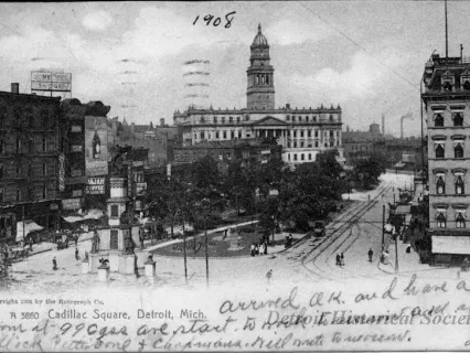 Postcard - Cadillac Square, Detroit, Mich.