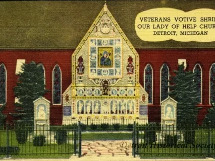 Postcard - Veterans Votive Shrine, Our Lady of Help Church, Detroit, Michigan