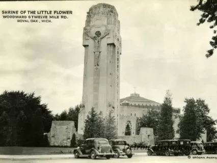 Postcard - Shrine of the Little Flower, Woodward & Twelve Mile Rd., Royal Oak, Mich.