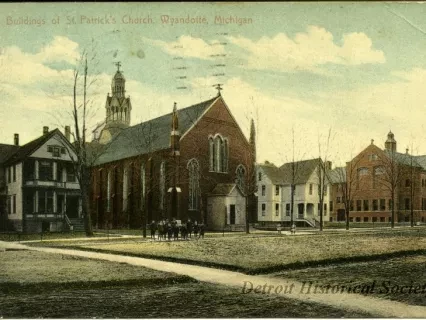 Postcard - Buildings of St. Patrick's Church, Wyandotte, Michigan