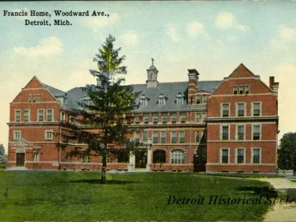 Postcard - St. Francis Home, Woodward Ave., Detroit, Mich.