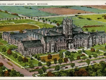 Postcard - Sacred Heart Seminary, Detroit, Michigan.
