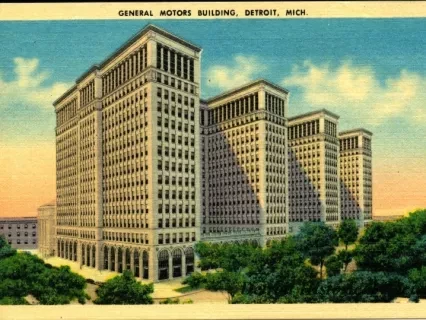 Postcard - General Motors Building, Detroit, Mich.