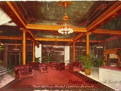 Postcard - Main Office, Hotel Cadillac, Detroit