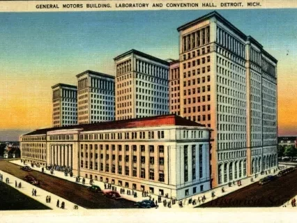 Postcard - General Motors Building, Laboratory and Convention Hall, Detroit, Mich.