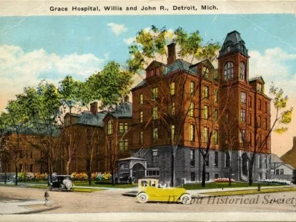 Postcard - Grace Hospital, Willis and John R., Detroit, Mich. - Grace Hospital, Willis and John R., Detroit, Mich.