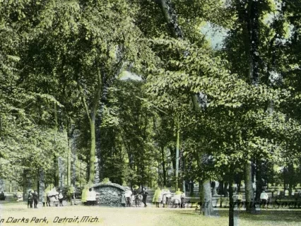 Postcard - Scene in Clarks Park, Detroit, Mich.