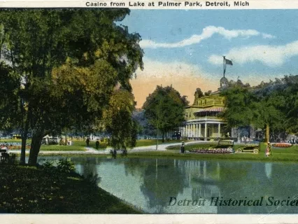 Postcard - Casino from Lake at Palmer Park, Detroit, Mich.