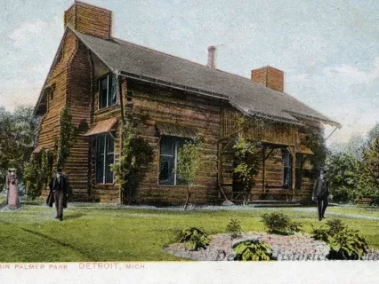 Postcard - Log Cabin, Palmer Park, Detroit, Mich.