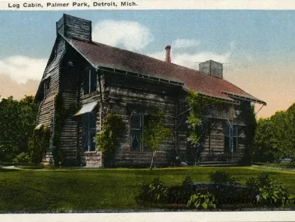Postcard - Log Cabin, Palmer Park, Detroit, Mich.