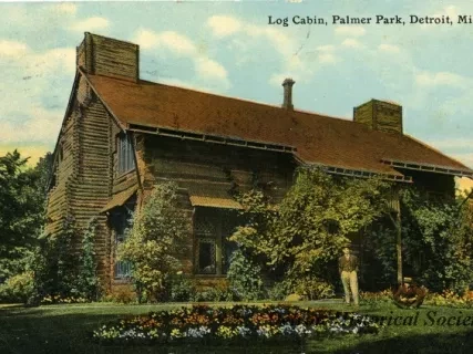 Postcard - Log Cabin, Palmer Park, Detroit, Mich.