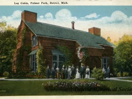 Postcard - Log Cabin, Palmer Park, Detroit, Mich.
