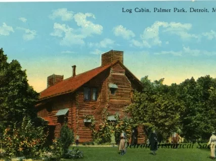 Postcard - Log Cabin, Palmer Park, Detroit, Mich.