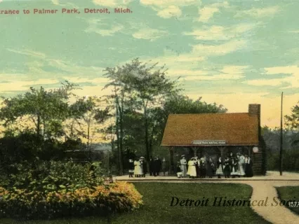Postcard - Entrance to Palmer Park, Detroit, Mich.