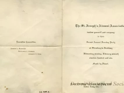 Invitation - St. Joseph's Alumni Association Second Annual Dancing Party